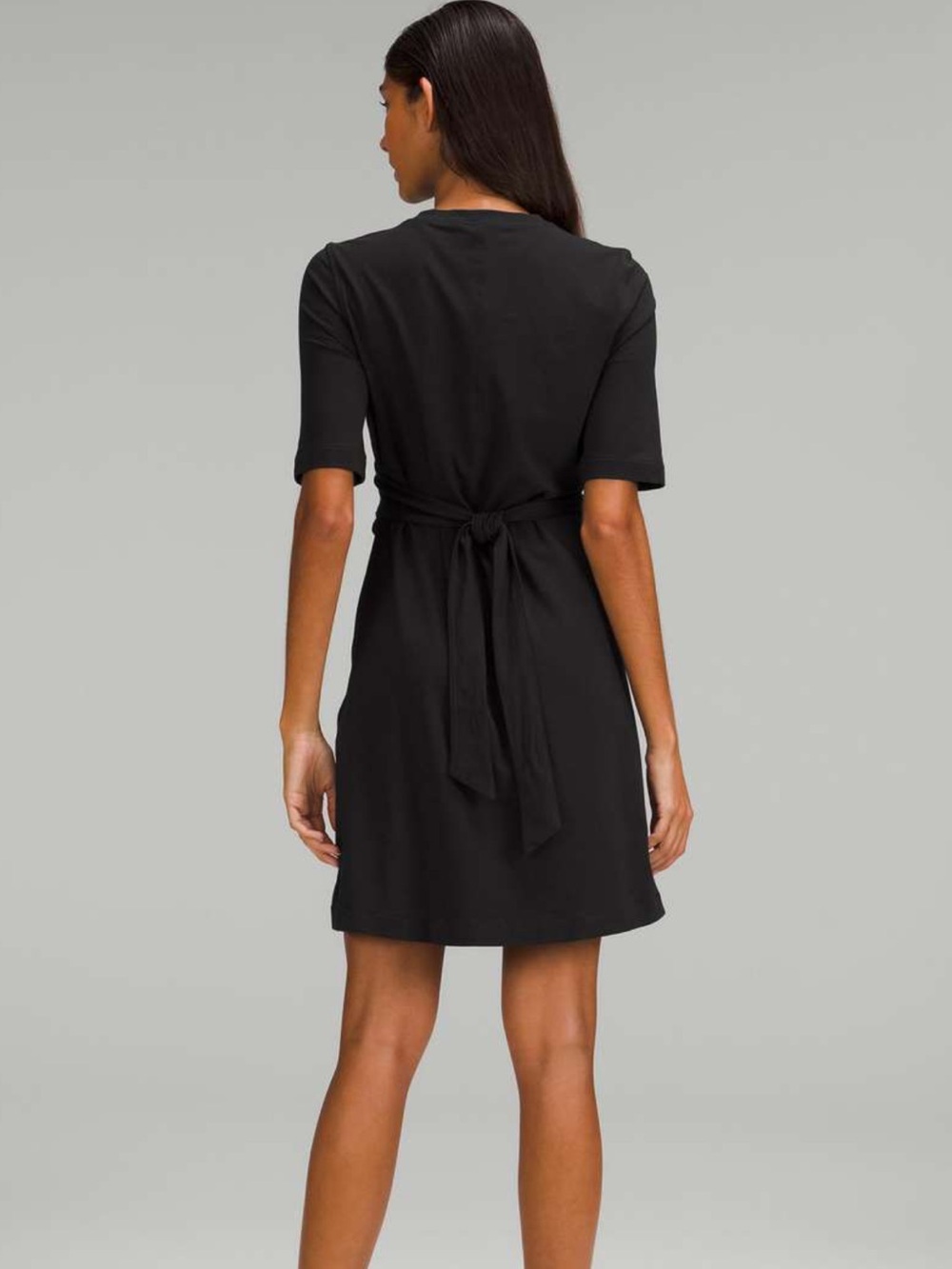 Lululemon Cotton Wrap-Front T-Shirt Dress Black Medium Active Dress